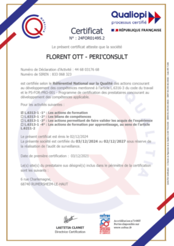 Certificat Qualiopi Péri'consult Certificat Qualiopi Péri'consult