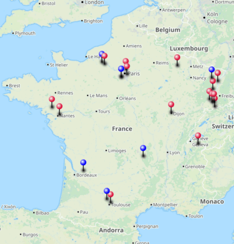 Prestations et formations n france Lieux d'interventions de Péri'consult